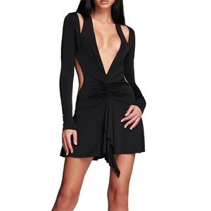 i am gia black long sleeve backless dress orson
